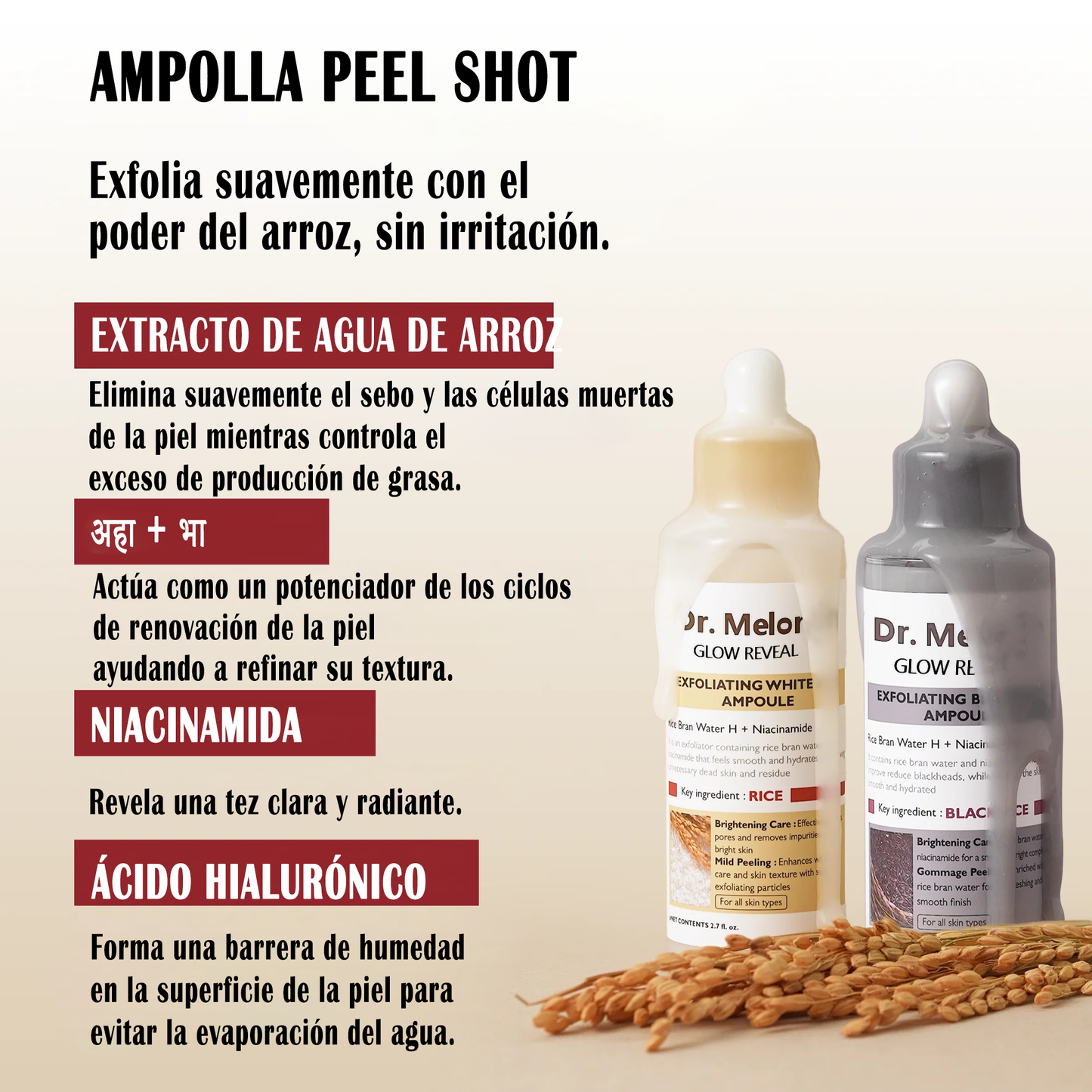 Últimas 3 horas: 70 % de descuento🔥 Exfoliante suave Glow Rice Ampoule - Apto para todo tipo de piel