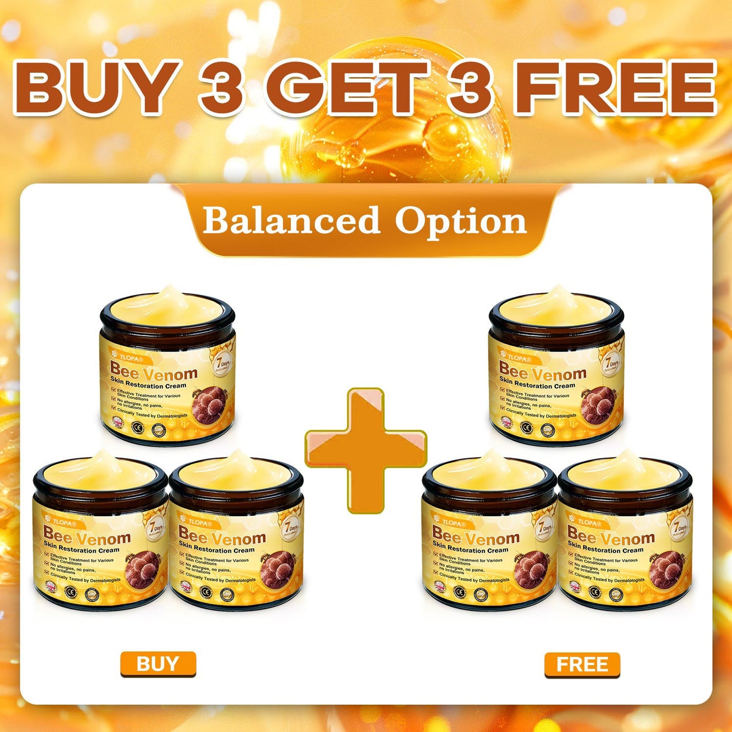 🍀TLOPA® Bee Venom Skin Restoration Cream –💖 Anti-aging,Hydrating, Skin Repair, Even Tone, Acne and Dark Spot Treatment, Wart and Mole Removal, Psoriasis Relief