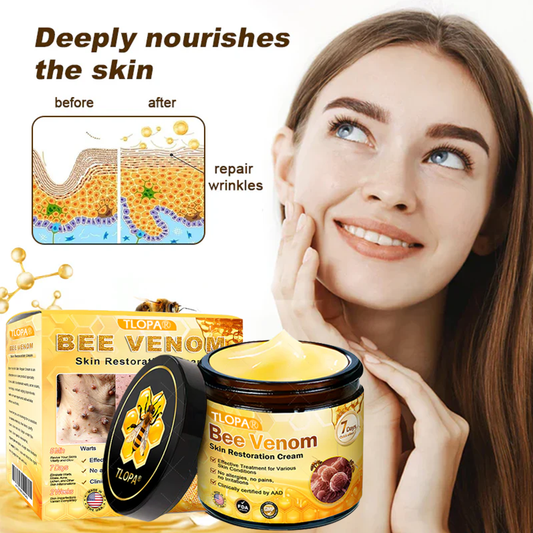 🍀TLOPA® Bee Venom Skin Restoration Cream –💖 Anti-aging,Hydrating, Skin Repair, Even Tone, Acne and Dark Spot Treatment, Wart and Mole Removal, Psoriasis Relief