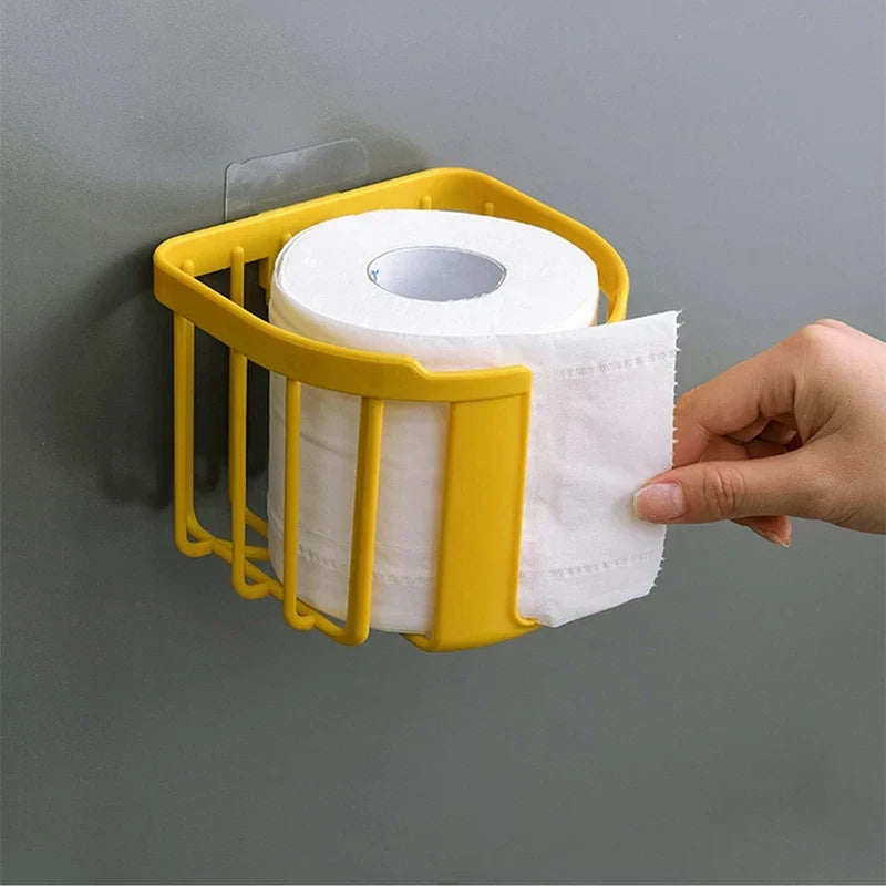Punch-Free Toilet Paper  Box Wall-Mounted Sticky Paper Storage Box Toilet Paper Holder Roll Paper