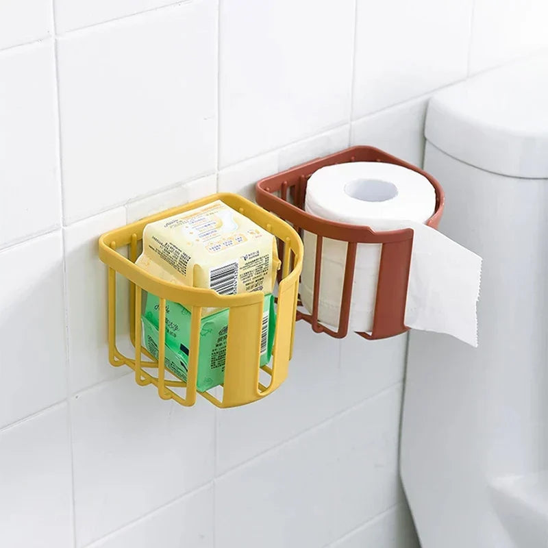 Punch-Free Toilet Paper  Box Wall-Mounted Sticky Paper Storage Box Toilet Paper Holder Roll Paper