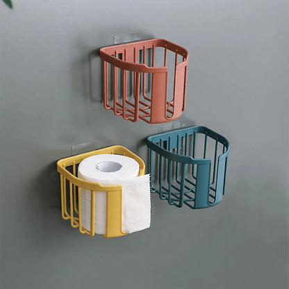 Punch-Free Toilet Paper  Box Wall-Mounted Sticky Paper Storage Box Toilet Paper Holder Roll Paper