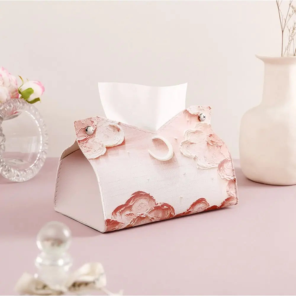 Aesthetic Leather Pink Tissue Case Large Storage  Napkin Holder Home