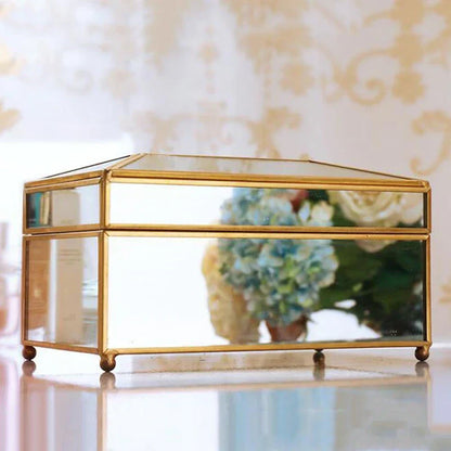Luxury European Style Practical Mirror Glass Tissue Box r Dressing Table Tray Home Decor