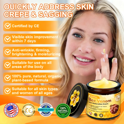 🍀TLOPA® Bee Venom Skin Restoration Cream –💖 Anti-aging,Hydrating, Skin Repair, Even Tone, Acne and Dark Spot Treatment, Wart and Mole Removal, Psoriasis Relief