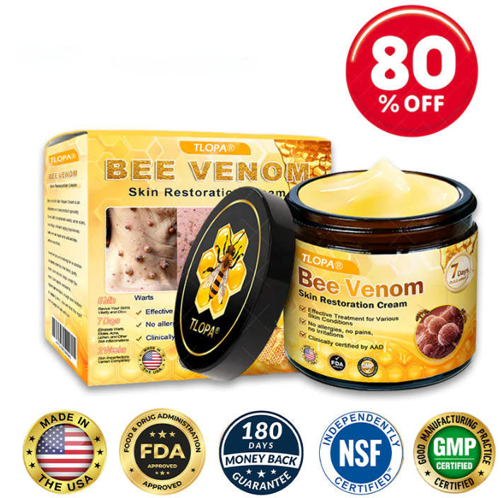 🍀TLOPA® Bee Venom Skin Restoration Cream –💖 Anti-aging,Hydrating, Skin Repair, Even Tone, Acne and Dark Spot Treatment, Wart and Mole Removal, Psoriasis Relief